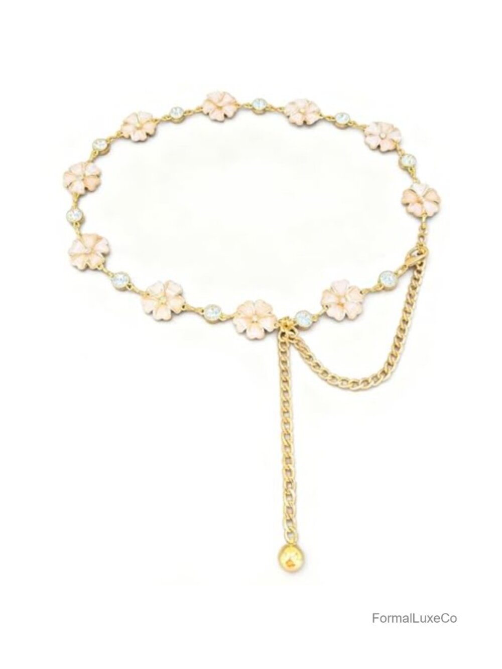 Adjustable Rhinestone Metal Chain Belt for Dresses - Picture 1 of 4